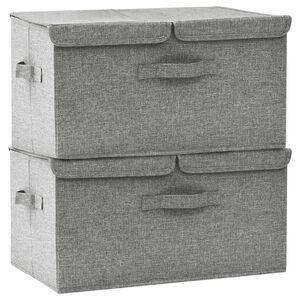 vidaXL Storage boxes Non-woven fabric 2 compartments Grey
