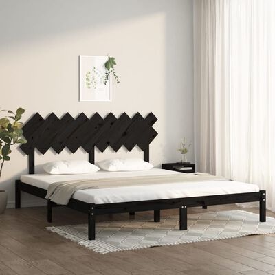 vidaXL Bed Frame Black 180x200 cm Super King Size Solid Wood