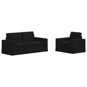 vidaXL Sofa 2 pcs Black 182 x 80 x 82 cm Fabric