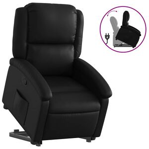 vidaXL Electric Stand up Recliner Chair Black Faux Leather