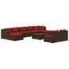 vidaXL 10 Piece Garden Lounge Set with Cushions Brown Poly Rattan