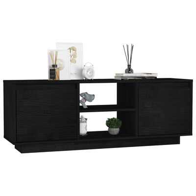 vidaXL TV Cabinet Black 110x30x40 cm Solid Pinewood