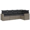 vidaXL 5 Piece Garden Sofa Set with Cushions Grey Poly Rattan