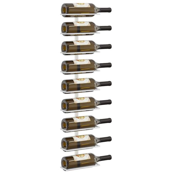 vidaXL Wall-mounted Wine Rack for 9 Bottles White Iron
