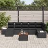 vidaXL Garden Sofa Set with Cushion 8 pcs Black Poly Rattan