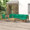 vidaXL 7 Piece Garden Lounge Set with Green Cushions Bamboo