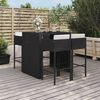 vidaXL 5 Piece Garden Bar Set with Cushions Black Poly Rattan