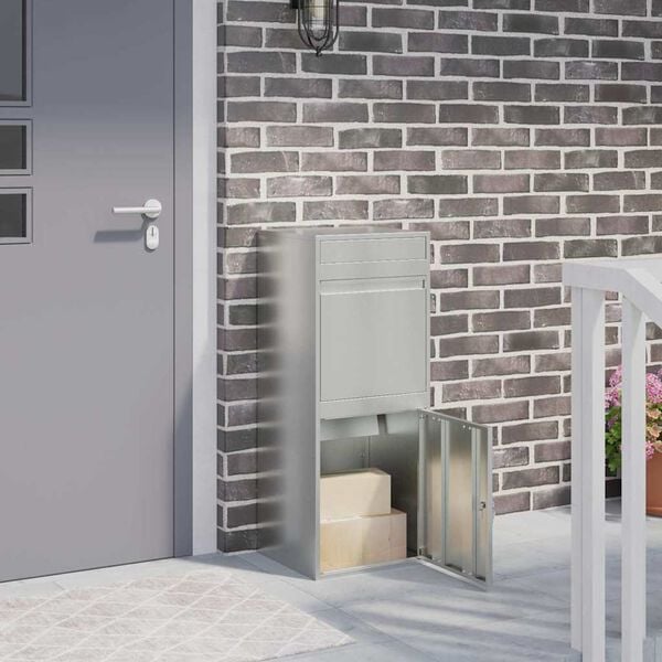 vidaXL Parcel Drop Box Black 41 x 38 x 103 cm Galvanised Steel