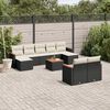 vidaXL 10 Piece Garden Sofa Set with Cushions Black Poly Rattan