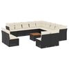 vidaXL 14 Piece Garden Sofa Set with Cushions Black Poly Rattan