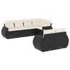 vidaXL 7 Piece Garden Sofa Set with Cushions Black Poly Rattan