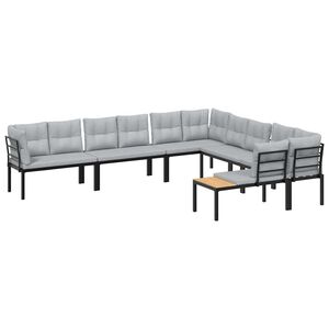vidaXL 6 Piece Garden Sofa Set with Cushions Black Powder-coated Steel