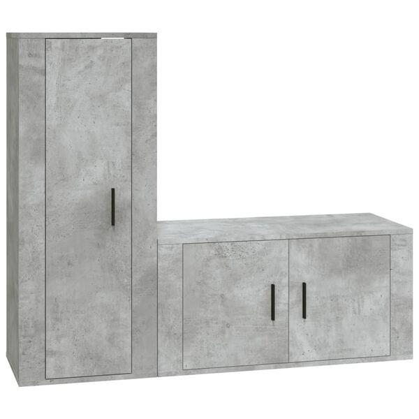 vidaXL 2 Piece TV Cabinet Set Concrete Grey Engineered Wood