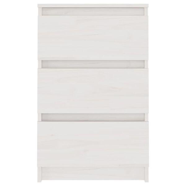 vidaXL Bedside Cabinet White 40x29.5x64 cm Solid Pine Wood