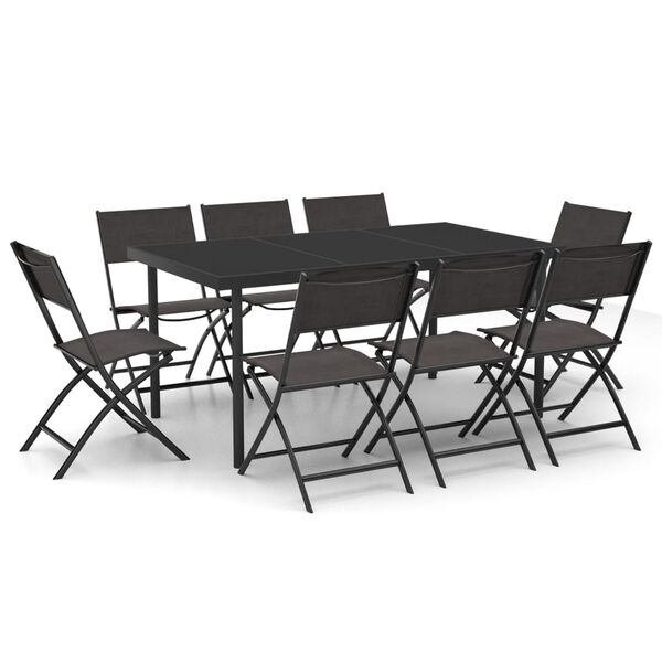 vidaXL 9 Piece Outdoor Dining Set Steel