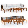 vidaXL 7 Piece Garden Lounge Set with Cushions Cream Wood Acacia&Rope