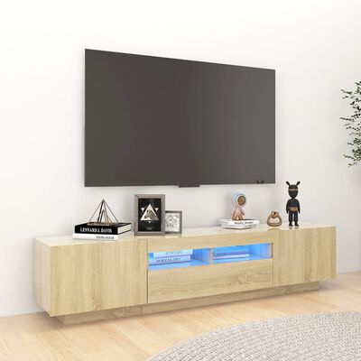 vidaXL TV Cabinet with LED Lights Sonoma Oak 180x35x40 cm
