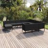 vidaXL 11 Piece Garden Lounge Set with Cushions Poly Rattan Black