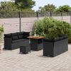 vidaXL Garden Sofa Set Height-Adjustable 9 pcs Black Poly Rattan
