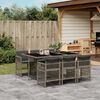 vidaXL 7 Piece Garden Dining Set with Cushions Grey Poly Rattan