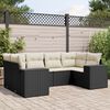 vidaXL 6 Piece Garden Sofa Set with Cushions Black Poly Rattan