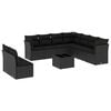 vidaXL 10 Piece Garden Sofa Set with Cushions Black Poly Rattan