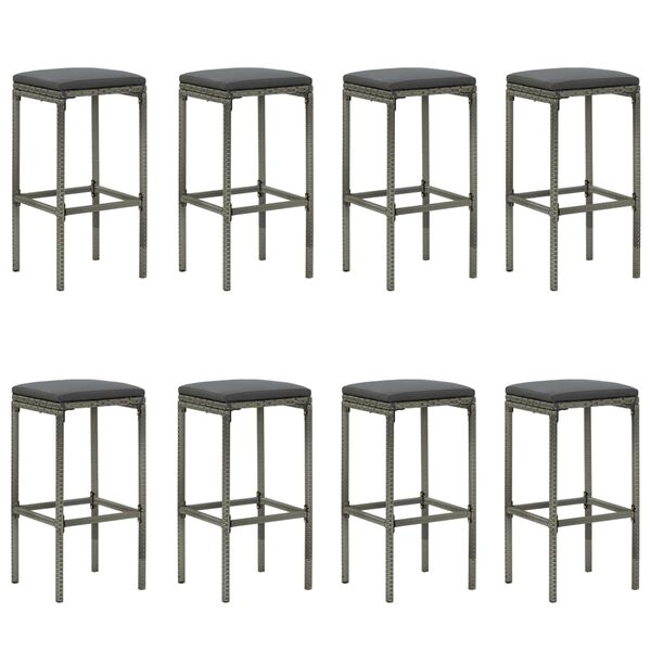 vidaXL 9 Piece Garden Bar Set with Cushions Poly Rattan Grey