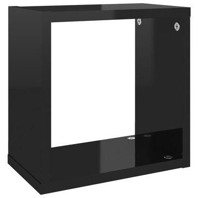 vidaXL Wall Cube Shelves 4 pcs High Gloss Black 26x15x26 cm