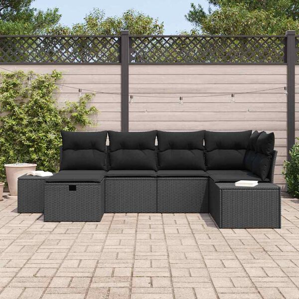 vidaXL Sofa Set with Cushion 6 pcs Poly Rattan