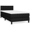 vidaXL Box Spring Bed with Mattress Black 106x203 cm King Single Size Fabric