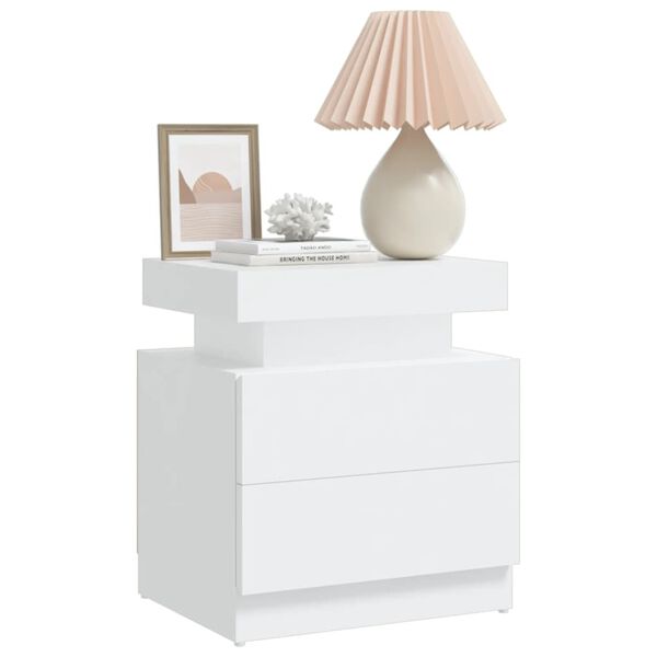 vidaXL Bedside Cabinet White 45x35x52 cm Engineered Wood