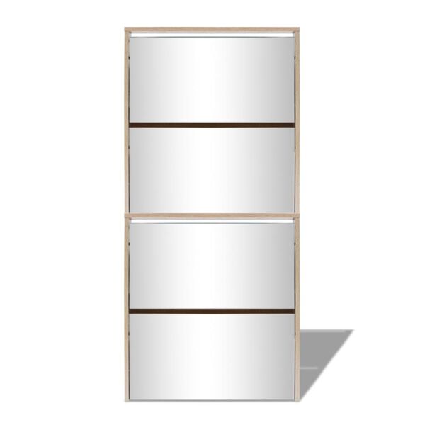 vidaXL Shoe Cabinet 4-Layer Mirror Oak 63x17x134 cm