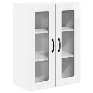 vidaXL Wall Glass Cabinet LUCCA High Gloss White 60 x 31 x 80 cm