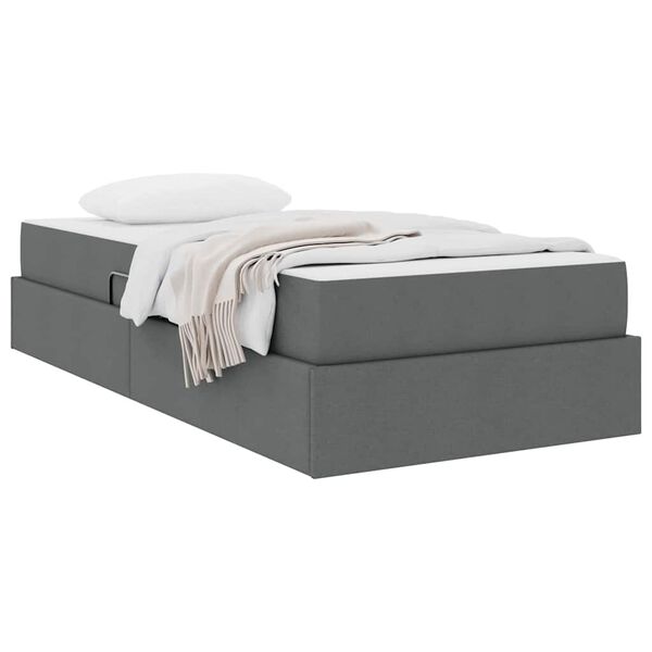 vidaXL Storage Bed with Mattress Dark Grey 90 x 190 cm Polyester