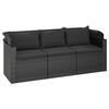 vidaXL 4 Piece Garden Sofa Set with Cushions Black Poly Rattan