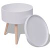 vidaXL Side Table | White | MDF, Pinewood | 39.5 cm Diameter | Detachable