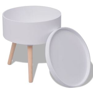 vidaXL Side Table with Serving Tray Round 39.5x44.5 cm White