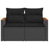 vidaXL Garden Sofa with Cushions 2-Seater Black Poly Rattan