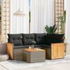 vidaXL 5 Piece Garden Sofa Set with Cushions Grey Poly Rattan