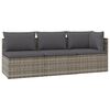 vidaXL 3 Piece Garden Lounge Set with Cushions Grey Poly Rattan
