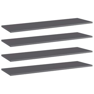 vidaXL Bookshelf Boards 4 pcs High Gloss Grey 100x30x1,5 cm Engineered Wood