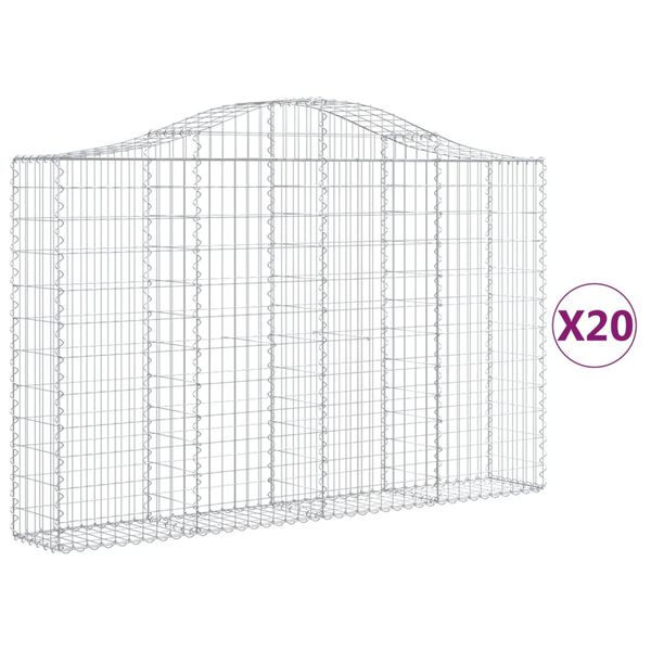 vidaXL Arched Gabion Baskets 20 pcs 200x30x120/140 cm Galvanised Iron