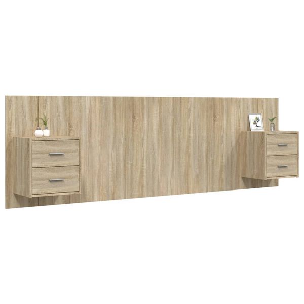 vidaXL Bed Headboard with Cabinets Sonoma Oak Engineered Wood