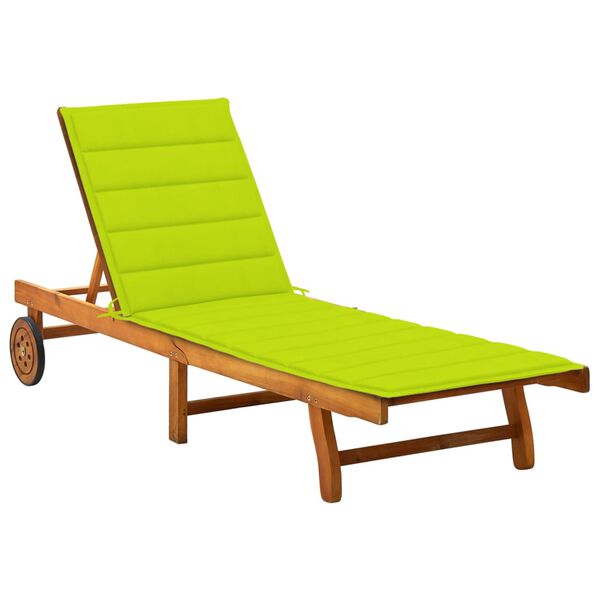 vidaXL Garden Sun Lounger with Cushion Solid Acacia Wood