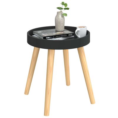 vidaXL Side Table Black 38x38x40 cm Engineered Wood&Solid Wood Pine