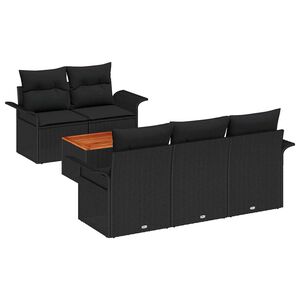 vidaXL Garden Sofa Set 6 pcs 5-Seater Black Poly Rattan