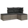 vidaXL 4 Piece Garden Sofa Set with Cushions Grey Poly Rattan