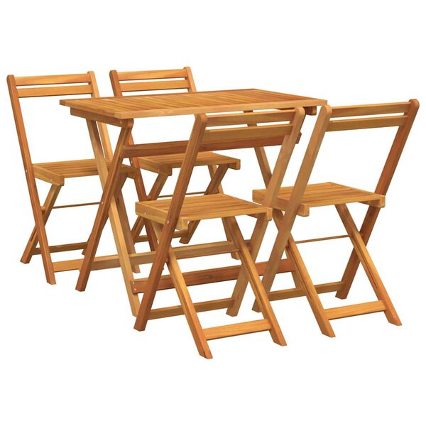 vidaXL Bistro Set Folding 5 pcs Oil Natural Solid Acacia Wood