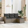 vidaXL 4 Piece Garden Sofa Set with Cushions Grey Poly Rattan