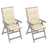 vidaXL Garden Reclining Chairs 2 pcs with Cushions Solid Acacia Wood